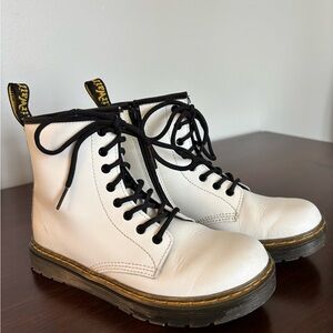 Kids size 3 Dr. Martens white leather  Lace-Up Boot